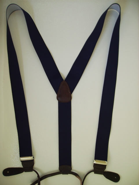 1" Wide "Y" Button On Style. Choose From Assorted SIZES For 2' 9" to 7' 5" tall. (Straps 30"- 66" long)  All Straps are stretchable Cotton/Polyester Hand Washable-Hang to Dry Material. Suspenders have 3 Genuine Leather Ends, Leather Back Patch and 2 CHROME Length Adjusters.           Y- PC190N-C3A
